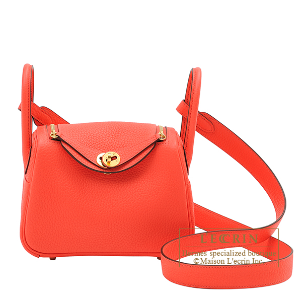 Hermes　Lindy bag mini　Rose texas　Clemence leather　Gold hardware