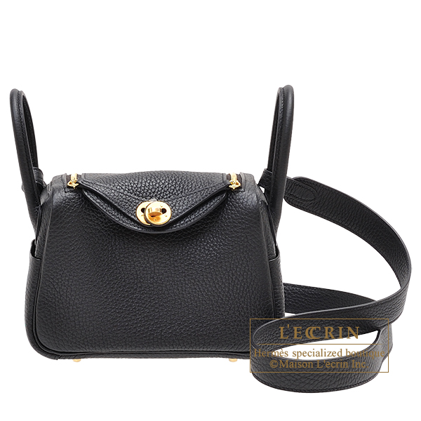 Hermes　Lindy bag mini　Black　Clemence leather　Gold hardware