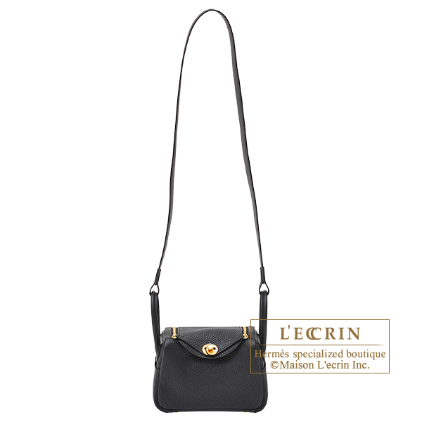 Hermes Noir Black Clemence Mini Lindy Gold Hardware Handbag Bag – MAISON de  LUXE