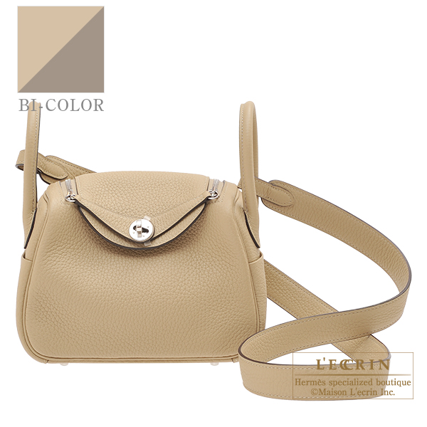 Hermes Lindy mini Verso Trench/ Gris asphalt Clemence leather