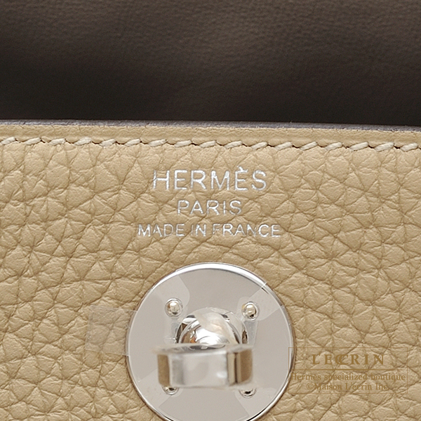 Hermes Lindy mini Verso Trench/ Gris asphalt Clemence leather
