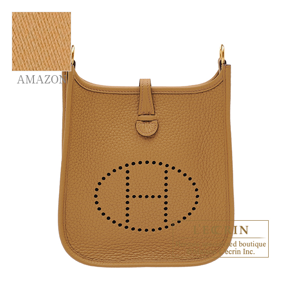 Hermes Evelyne  bag TPM Biscuit Clemence leather Gold hardware