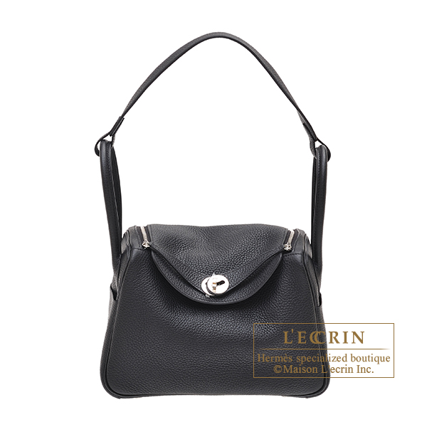 Hermes Lindy bag 26 Black Clemence leather Silver hardware