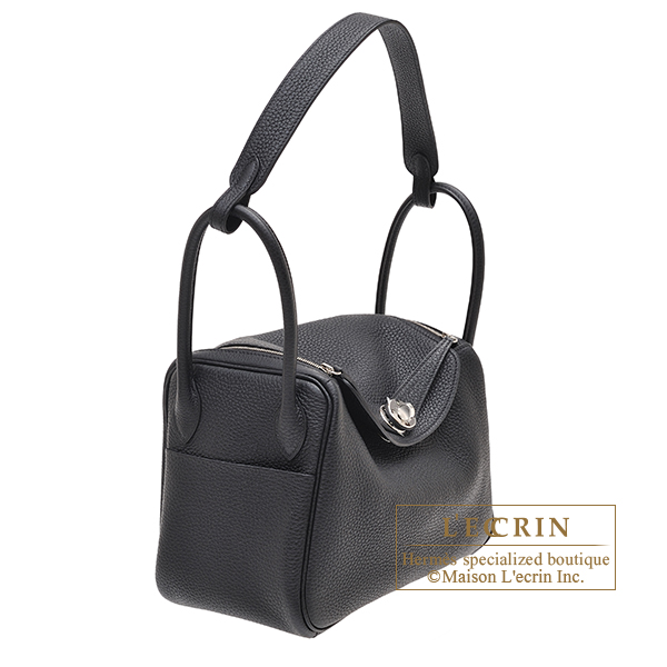 Hermes Lindy bag 26 Black Clemence leather Silver hardware