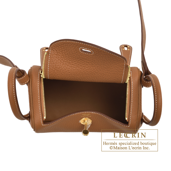 Hermes Mini Lindy 19 Bag Taurillon Clemence Leather Gold Hardware, CK18 -  SYMode Vip