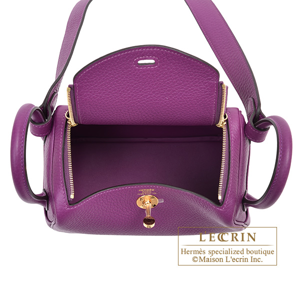 Hermes Lindy bag mini Anemone Clemence leather Gold hardware