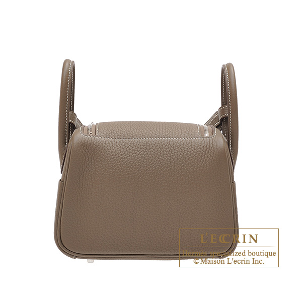 Hermes Lindy bag mini Etoupe grey Clemence leather Silver hardware