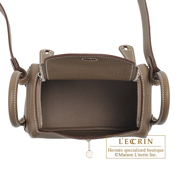 Hermes Lindy bag 30 Etoupe grey Clemence leather Gold hardware