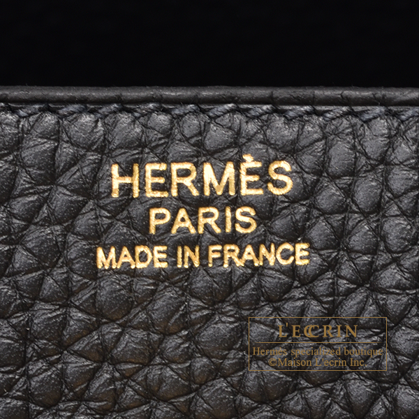 Hermes Lindy bag 30 Black Clemence leather Gold hardware