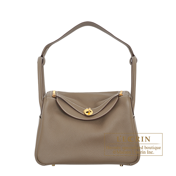 Hermes Lindy bag 30 Etoupe grey Clemence leather Gold hardware