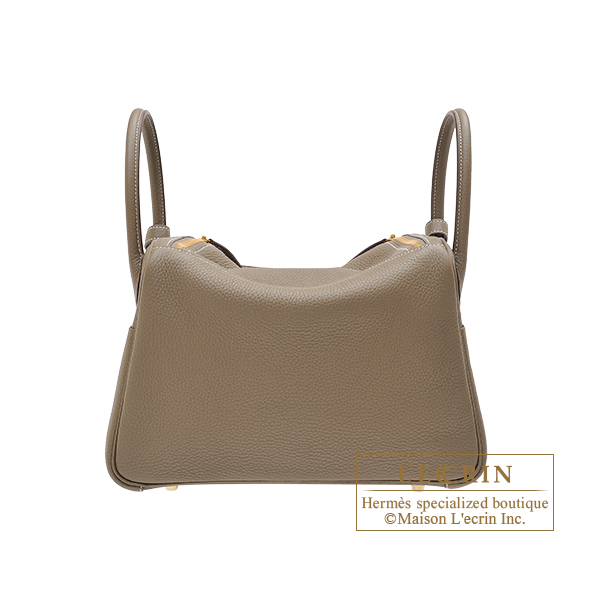 Hermes Lindy bag mini Etoupe grey Clemence leather Gold hardware