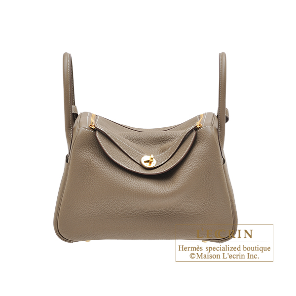 Hermes Lindy bag 30 Etoupe grey Clemence leather Gold hardware