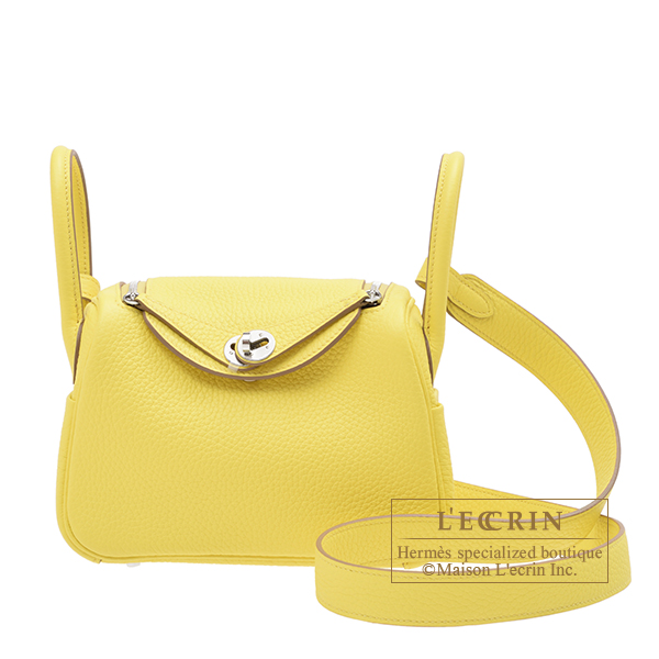 Hermes　Lindy bag mini　Jaune citron　Clemence leather　 Silver hardware