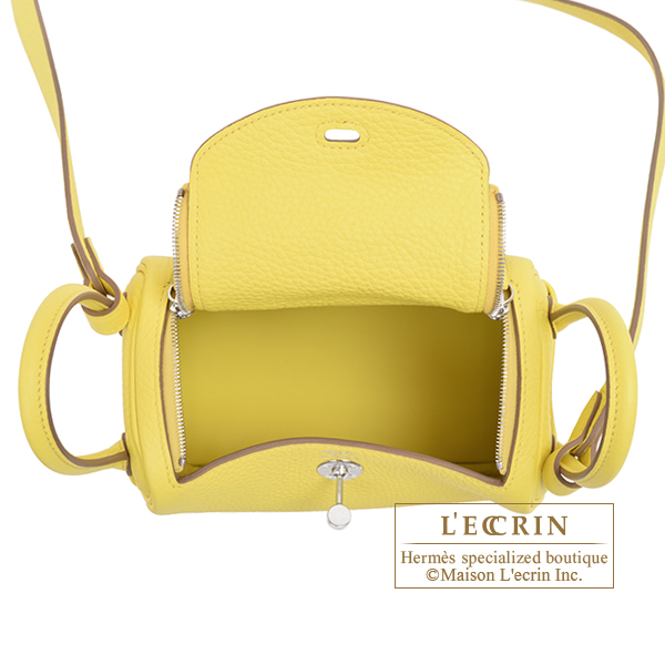 Hermes Lindy bag mini Jaune citron Clemence leather Silver hardware