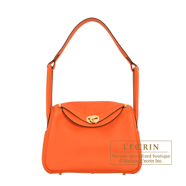 Hermes　Lindy bag 26　Feu　Clemence leather　Gold hardware