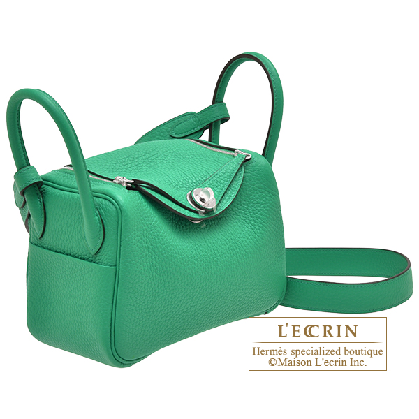 Hermes Mini Lindy Bag In Vert Amande Clemence Leather 