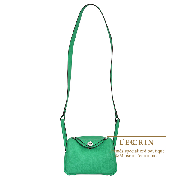 Hermes Lindy bag mini Menthe Clemence leather Silver hardware