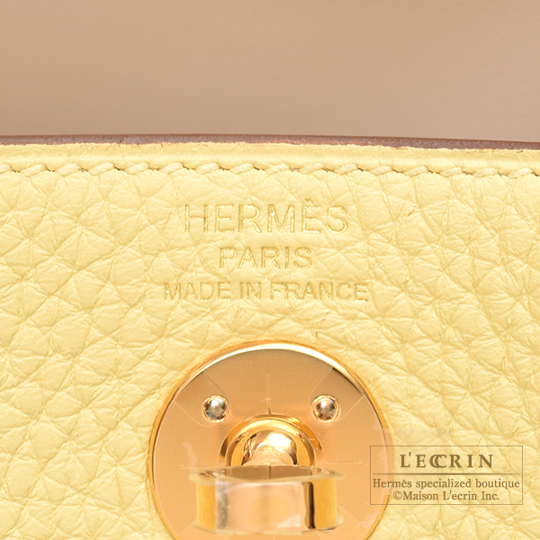 Hermes Jaune Poussin Yellow Clemence Mini Lindy Handbag Bag