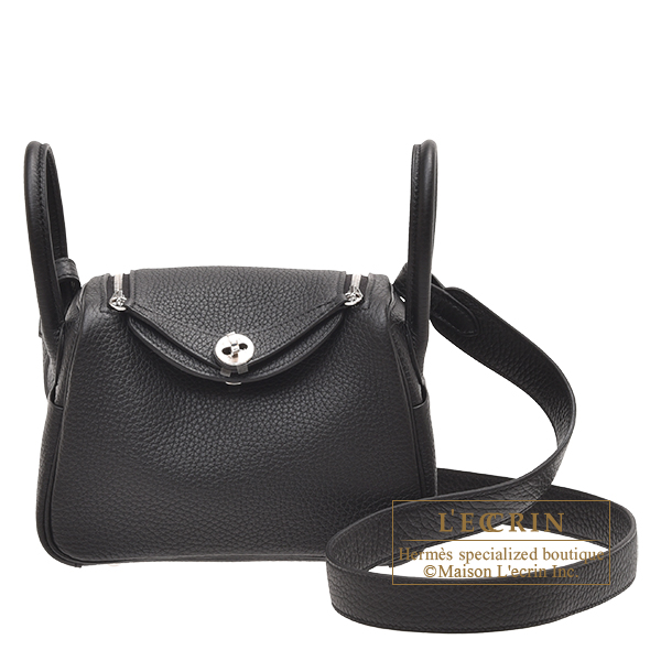 Hermes　Lindy bag mini　Black　Clemence leather　Silver hardware