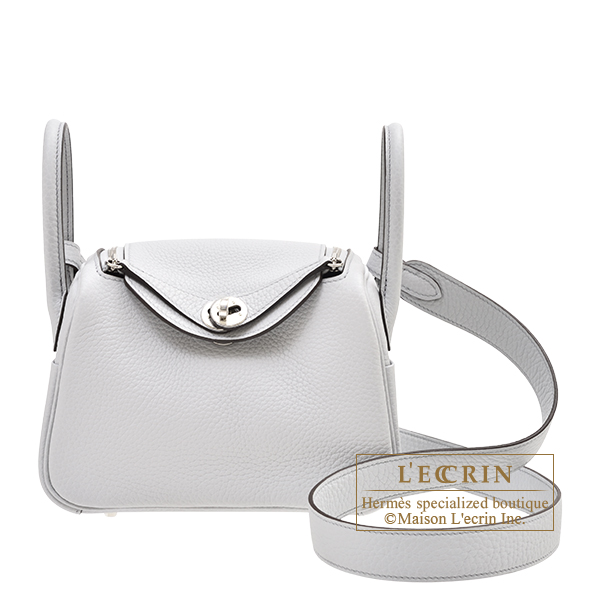 Hermes Lindy bag mini Blue pale Clemence leather Silver hardware