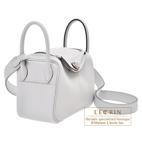 Hermes Mini Lindy In Bleu Pale Clemence Leather With Gold Hardware