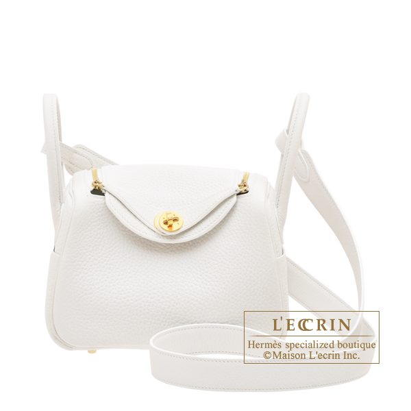 Hermes　Lindy bag mini　New white　Clemence leather　Gold hardware