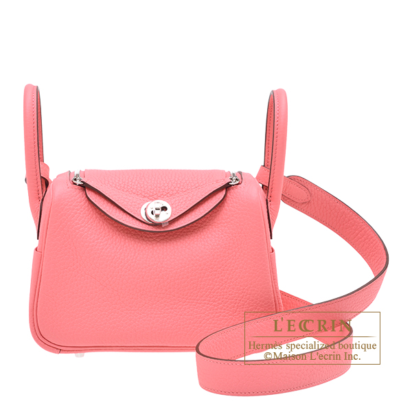 Hermes　Lindy bag mini　Rose azalee　Clemence leather　Silver hardware