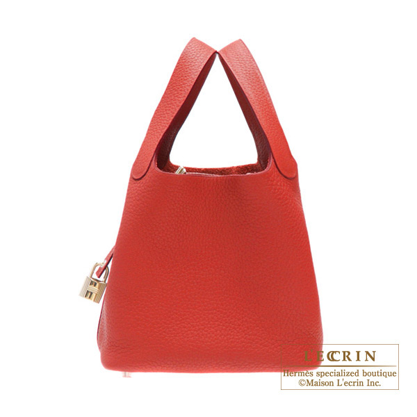 Hermes　Picotin Lock bag 18/PM　Rouge garance　Clemence leather　Silver hardware
