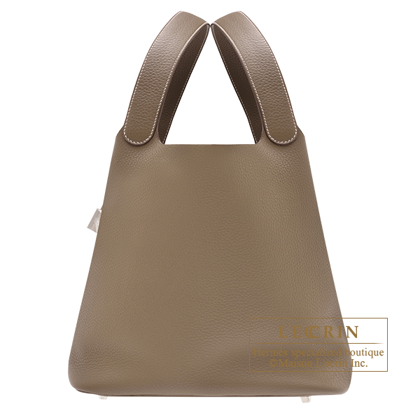 Hermes　Picotin Lock bag GM　Etoupe grey　Clemence leather　Silver hardware