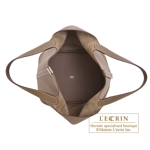 Hermes Picotin Lock bag MM Etoupe grey Clemence leather Gold hardware