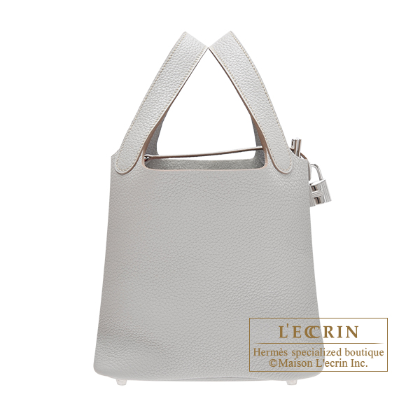 Hermes Picotin Lock bag 18/PM Pearl grey Clemence leather Silver hardware