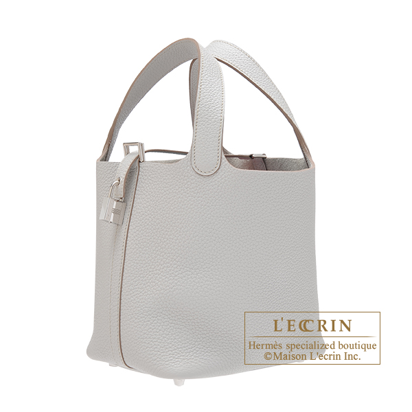 Hermes Picotin Lock bag 18/PM Pearl grey Clemence leather Silver hardware