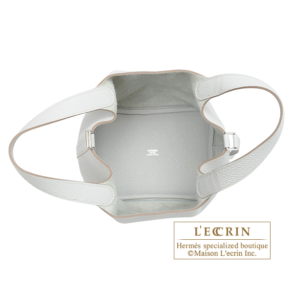 Hermes Picotin Lock bag 18/PM Pearl grey Clemence leather Silver hardware