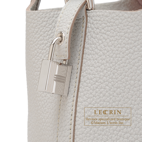 Hermes Picotin Lock bag 18/PM Pearl grey Clemence leather Silver hardware