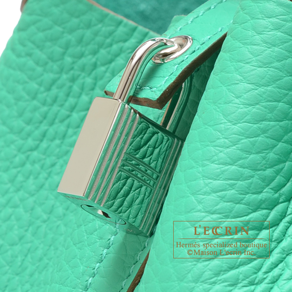 Hermes Lindy bag mini Menthe Clemence leather Silver hardware