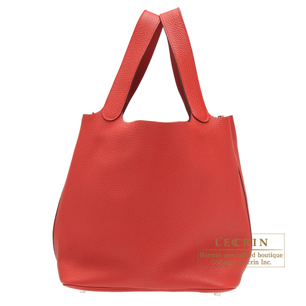 Hermes　Picotin Lock bag GM　Rouge casaque　Clemence leather　Silver hardware
