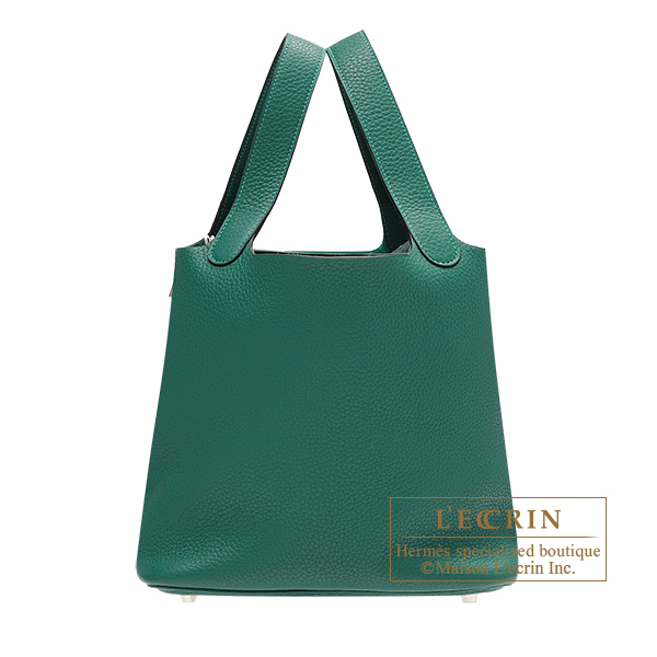 Hermes Picotin Lock bag PM Malachite Clemence leather Silver hardware