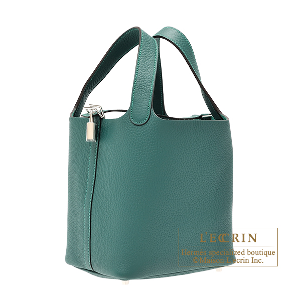 Hermes Picotin Lock bag PM Malachite Clemence leather Silver hardware