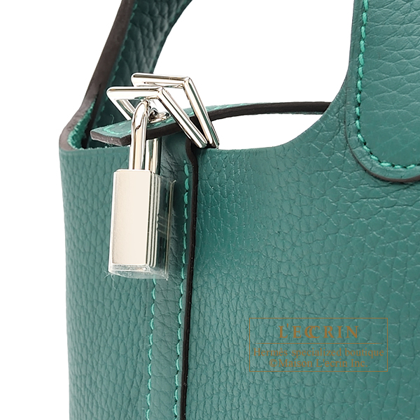 Hermes Picotin Lock bag PM Malachite Clemence leather Silver hardware