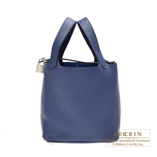 Hermes　Picotin Lock bag 18/PM　Blue saphir　Clemence leather　Silver hardware