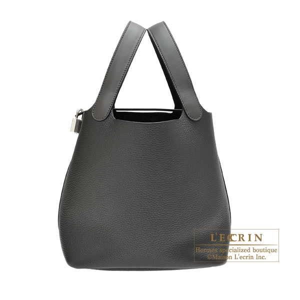Hermes Picotin Lock Touch bag 22 MM Graphite Plomb Clemence leather Swift leather Silver hardware L ecrin Boutique Singapore