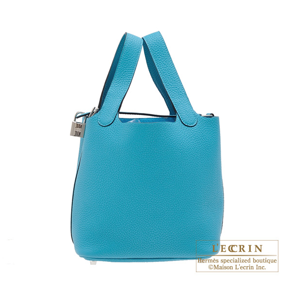 Hermes　Picotin Lock bag 18/PM　Turquoise blue　Clemence leather　Silver hardware