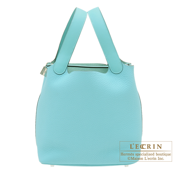 Hermes　Picotin Lock　Touch bag 22/MM　Blue atoll　Clemence leather/　Swift leather　Silver hardware