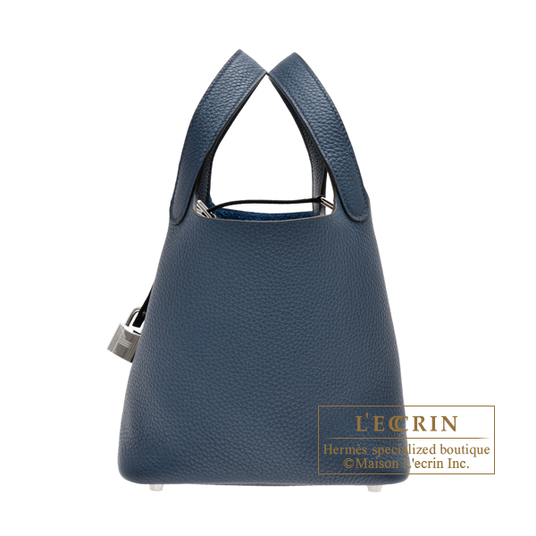 Hermes　Picotin Lock bag 18/PM　Blue de presse　Clemence leather　Silver hardware