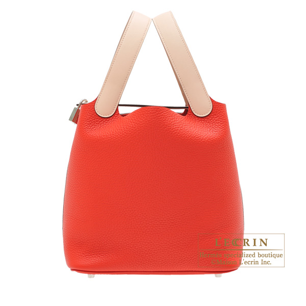 Hermes　Picotin Lock　Touch bag 22/MM　Rouge tomate/Rose eglantine　Clemence leather/　Swift leather　Silver hardware