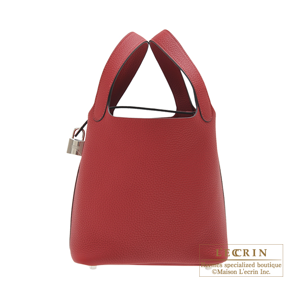 Hermes Picotin Lock bag PM Rouge grenat Clemence leather Silver hardware