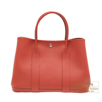 Hermes　Garden Party bag 36/PM　Quadrige　Rouge duchesse　Country leather　Silver hardware