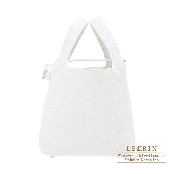 Hermes　Picotin Lock bag 18/PM　White　Clemence leather　Silver hardware