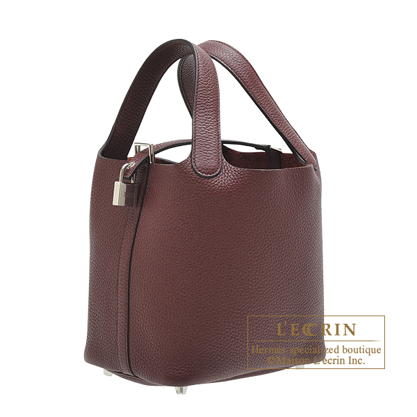 Hermes Picotin Lock bag PM Bordeaux Clemence leather Silver hardware