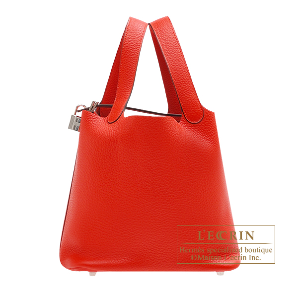 Hermes　Picotin Lock bag 22/MM　Rouge tomate　Clemence leather　Silver hardware